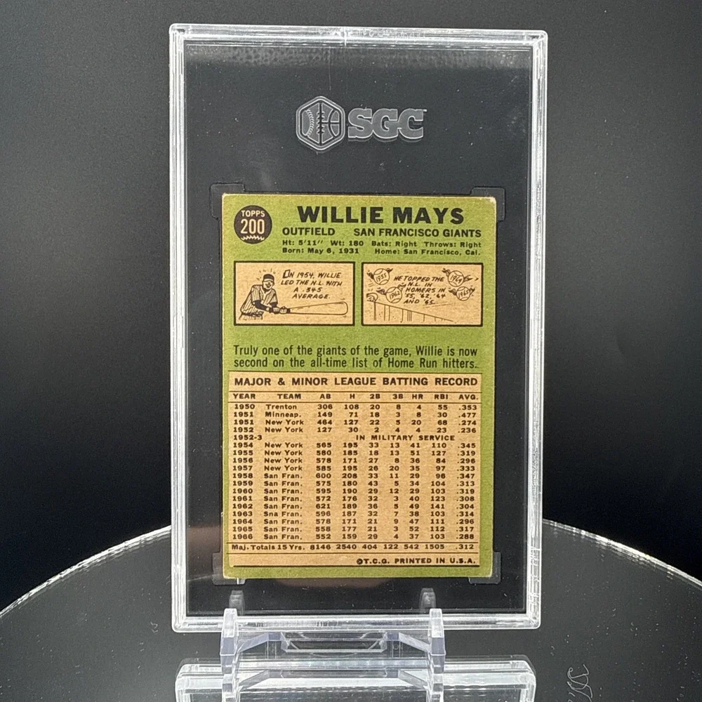 1967 Topps #200 Willie Mays (HOF) SGC 3 ~ Vintage